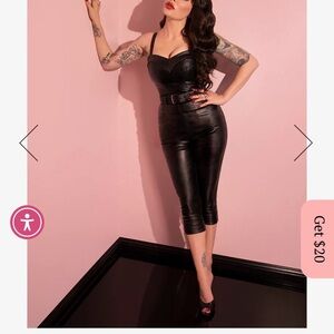 Black Faux Leather Capris